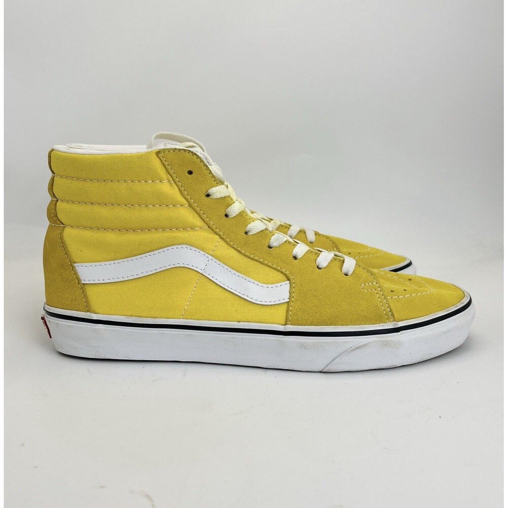 VANS Sk8-Hi High Top Skate Sneakers Mens Sz 11 Cyber Yellow Canvas Suede